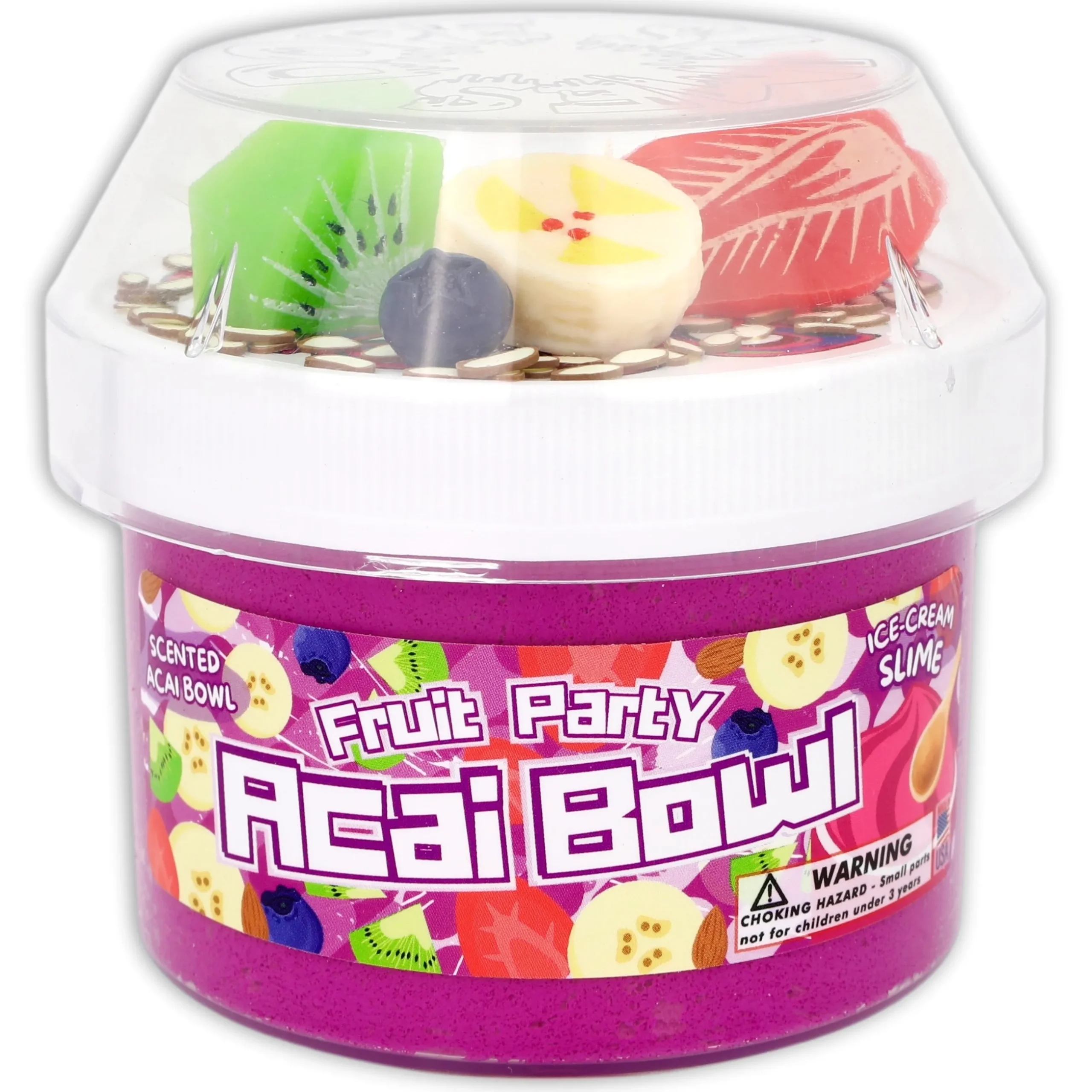 Ice-Cream Slimes|Unique Textured Slime>Dope Slime Acai Bowl Fruit Party