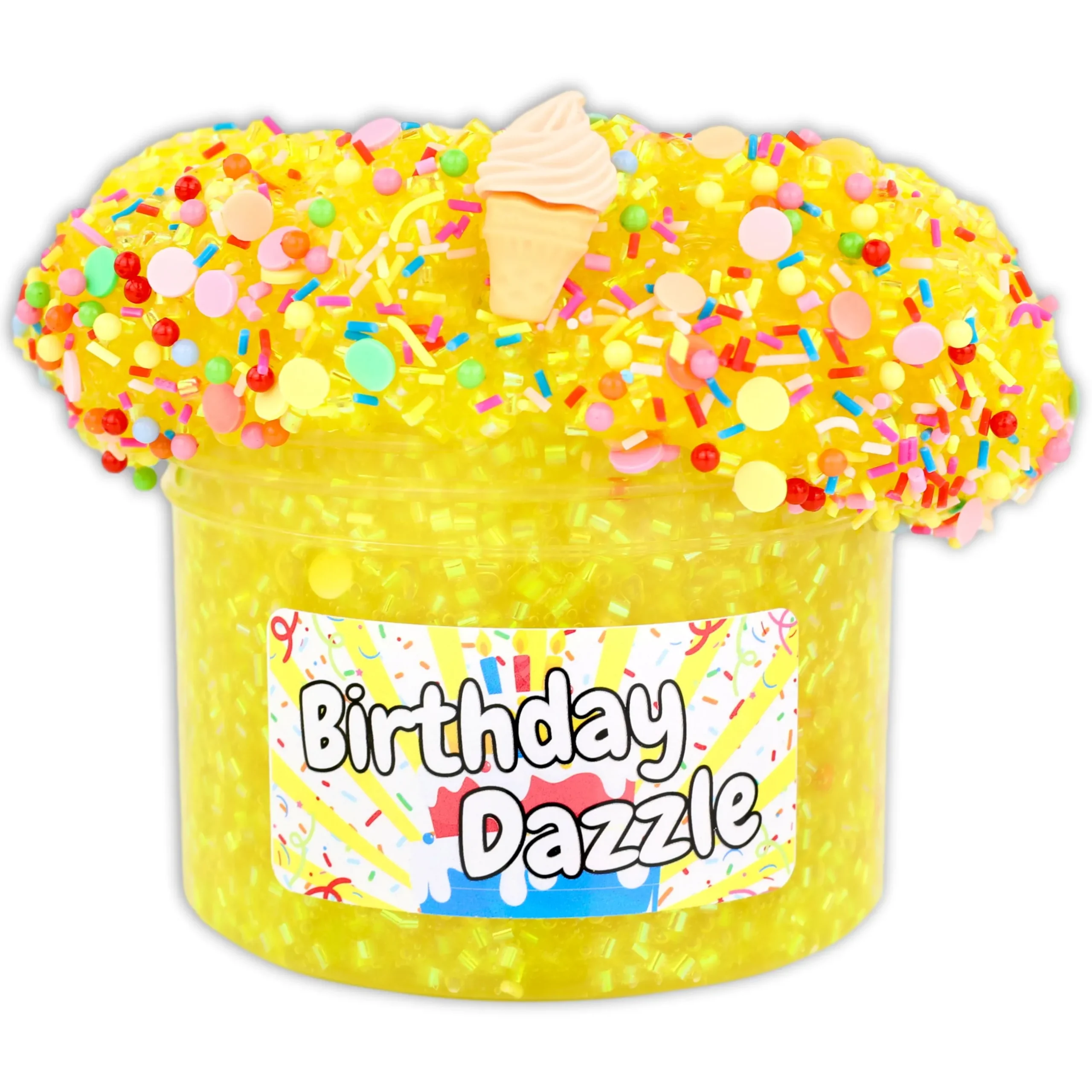 Clear Base Slime|Beaded Slime>Dope Slime Birthday Dazzle