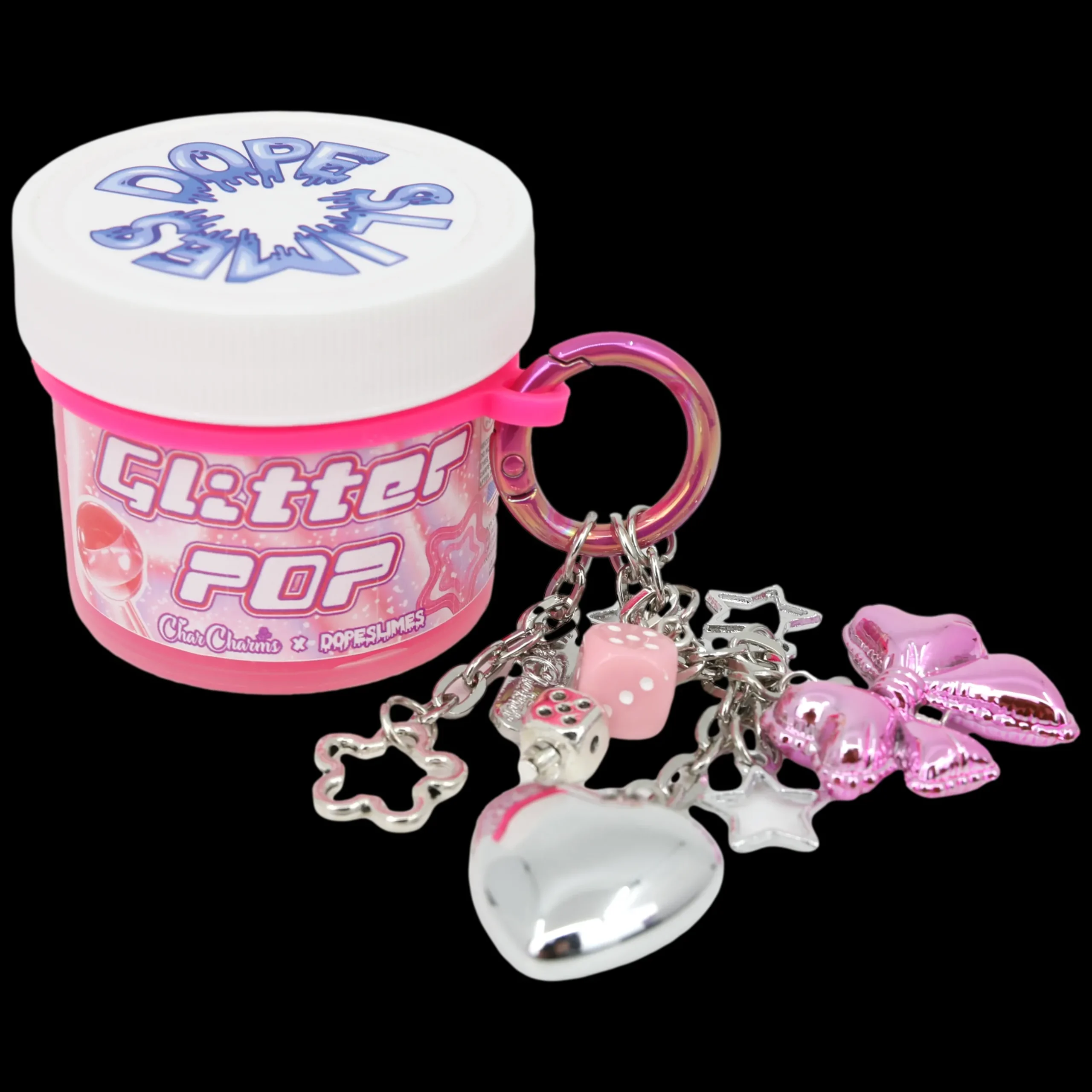 Clear Base Slime>Dope Slime Glitter Pop! Travel Slime Charm Keychain s x CharCharms Collab