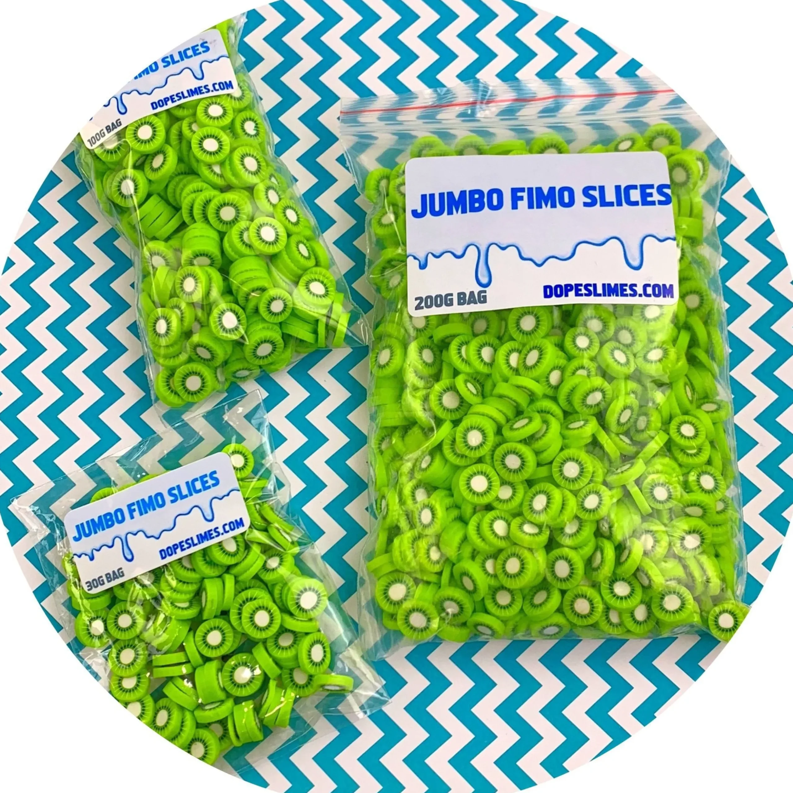 Slime Fimo Slices>Dope Slime Jumbo Kiwi Fimo Slices
