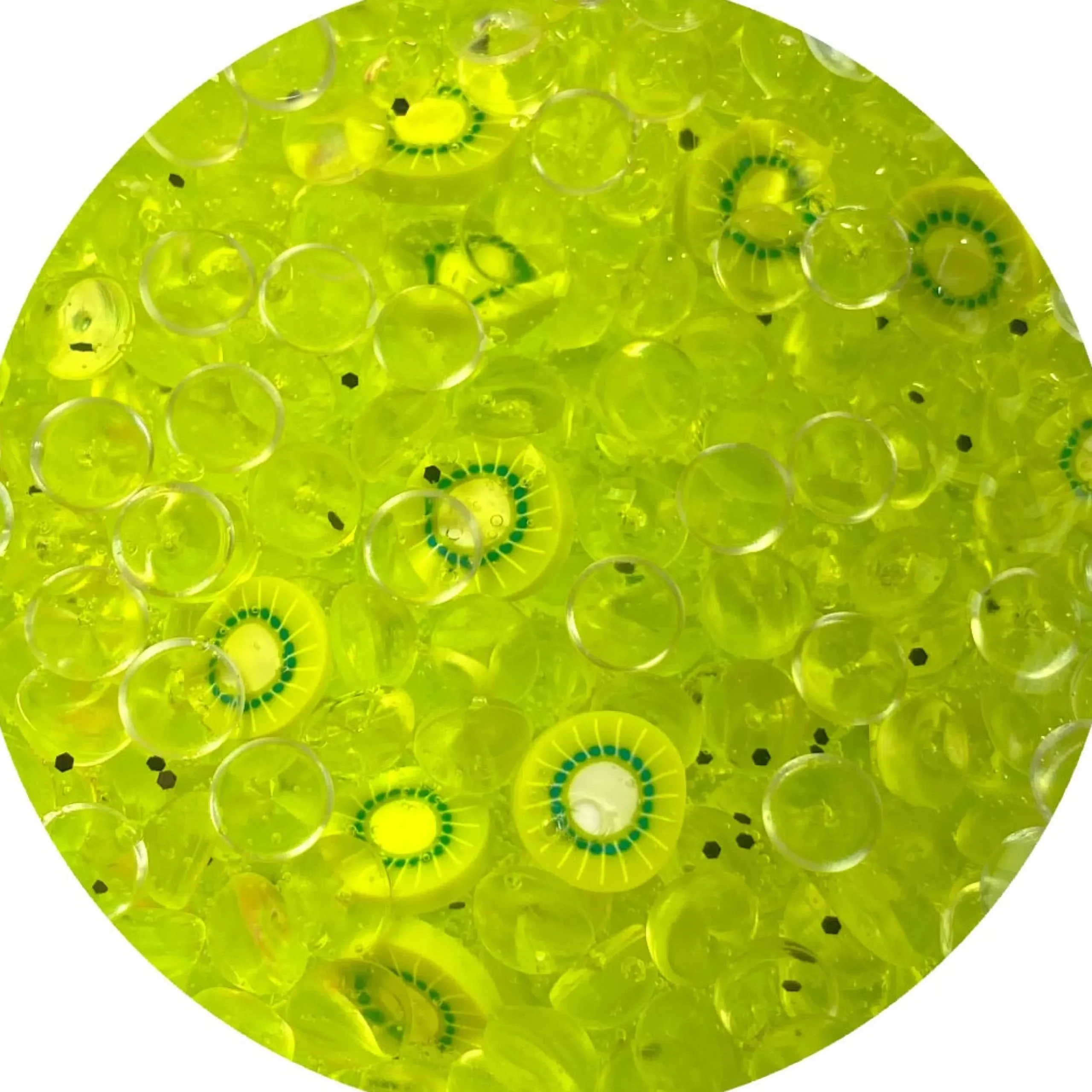 Clear Base Slime|Beaded Slime>Dope Slime Kiwi-Starfruit Refresher