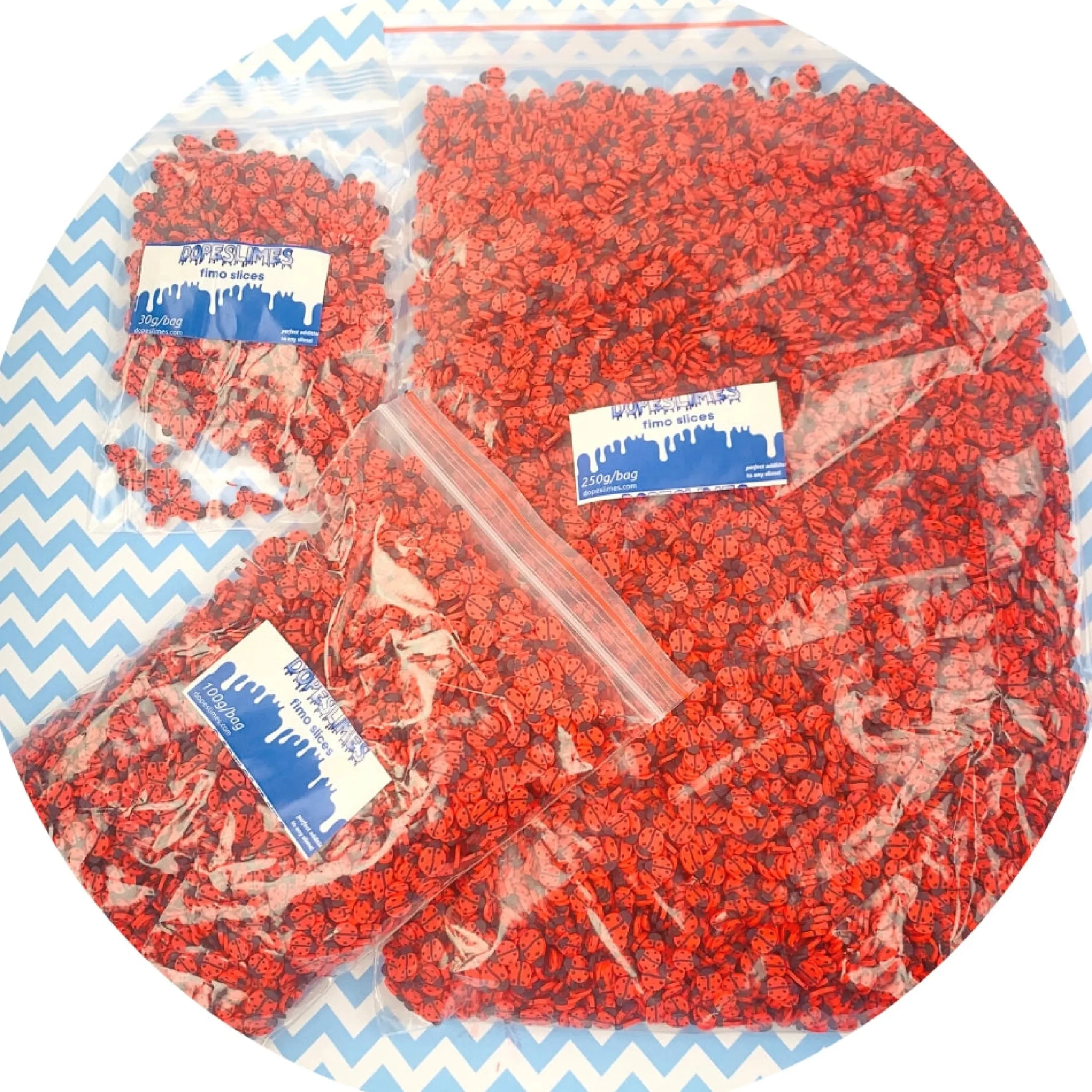 Slime Fimo Slices>Dope Slime Lady Bug Fimo Slices