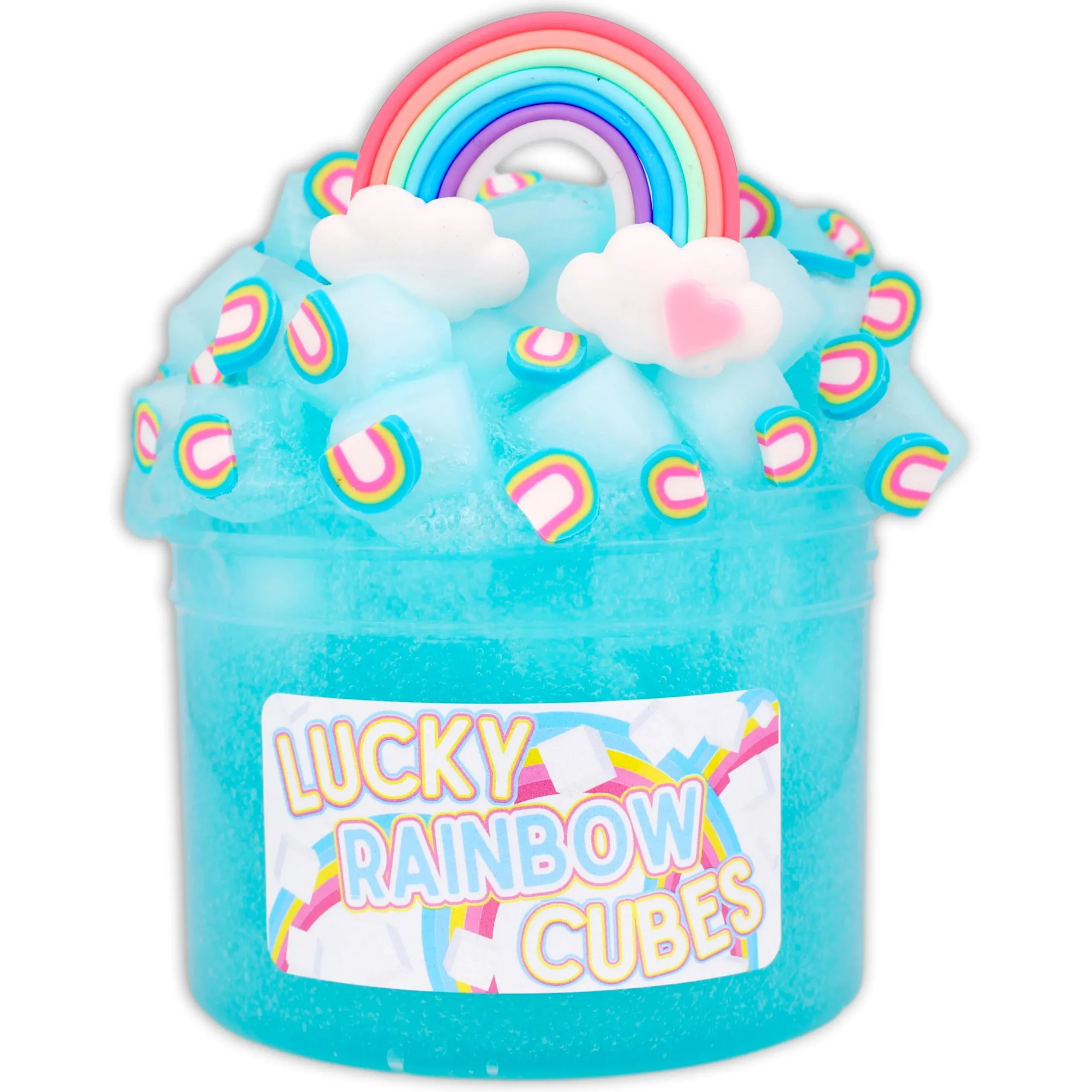 Clear Base Slime|Unique Textured Slime>Dope Slime Lucky Rainbow Cubes