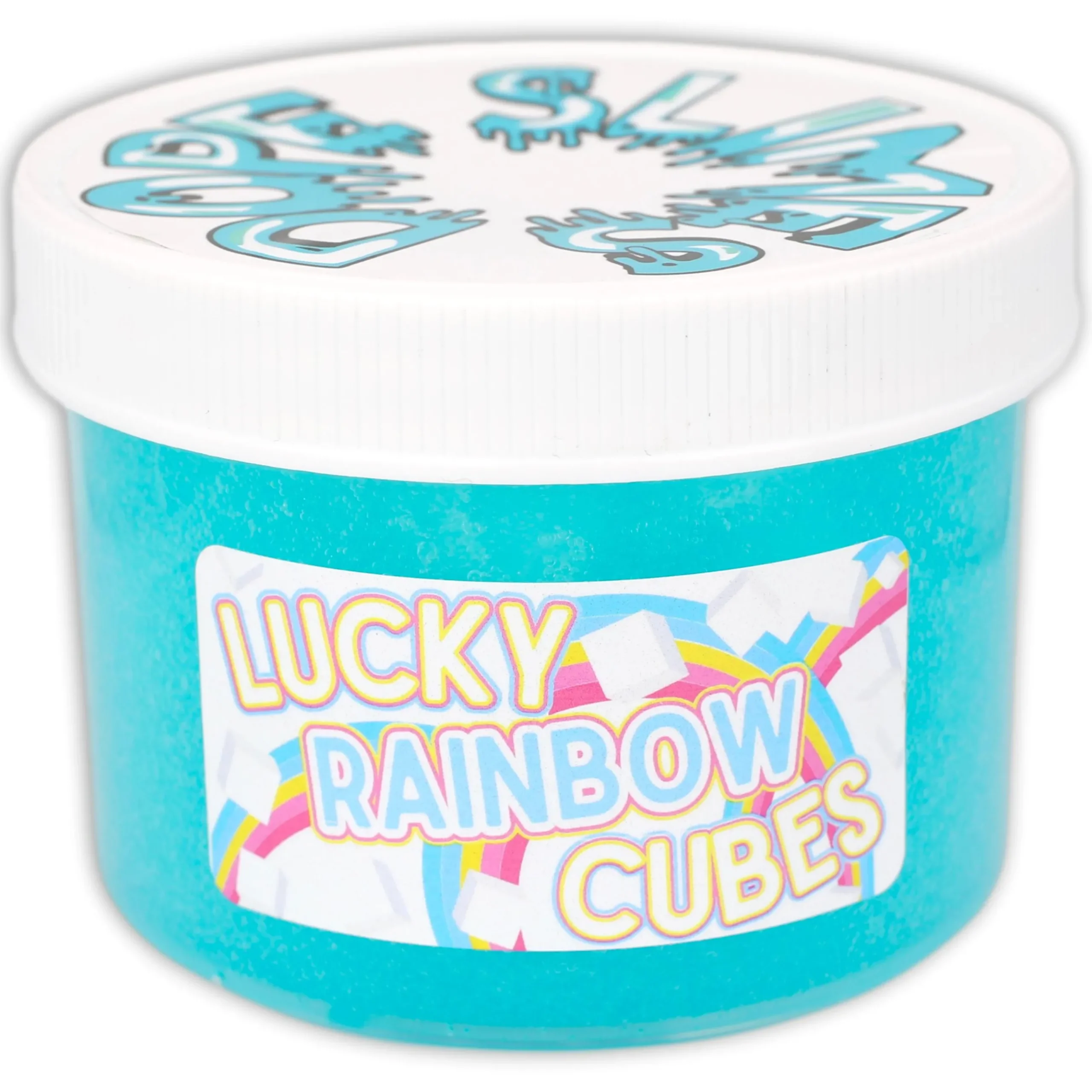 Clear Base Slime|Unique Textured Slime>Dope Slime Lucky Rainbow Cubes
