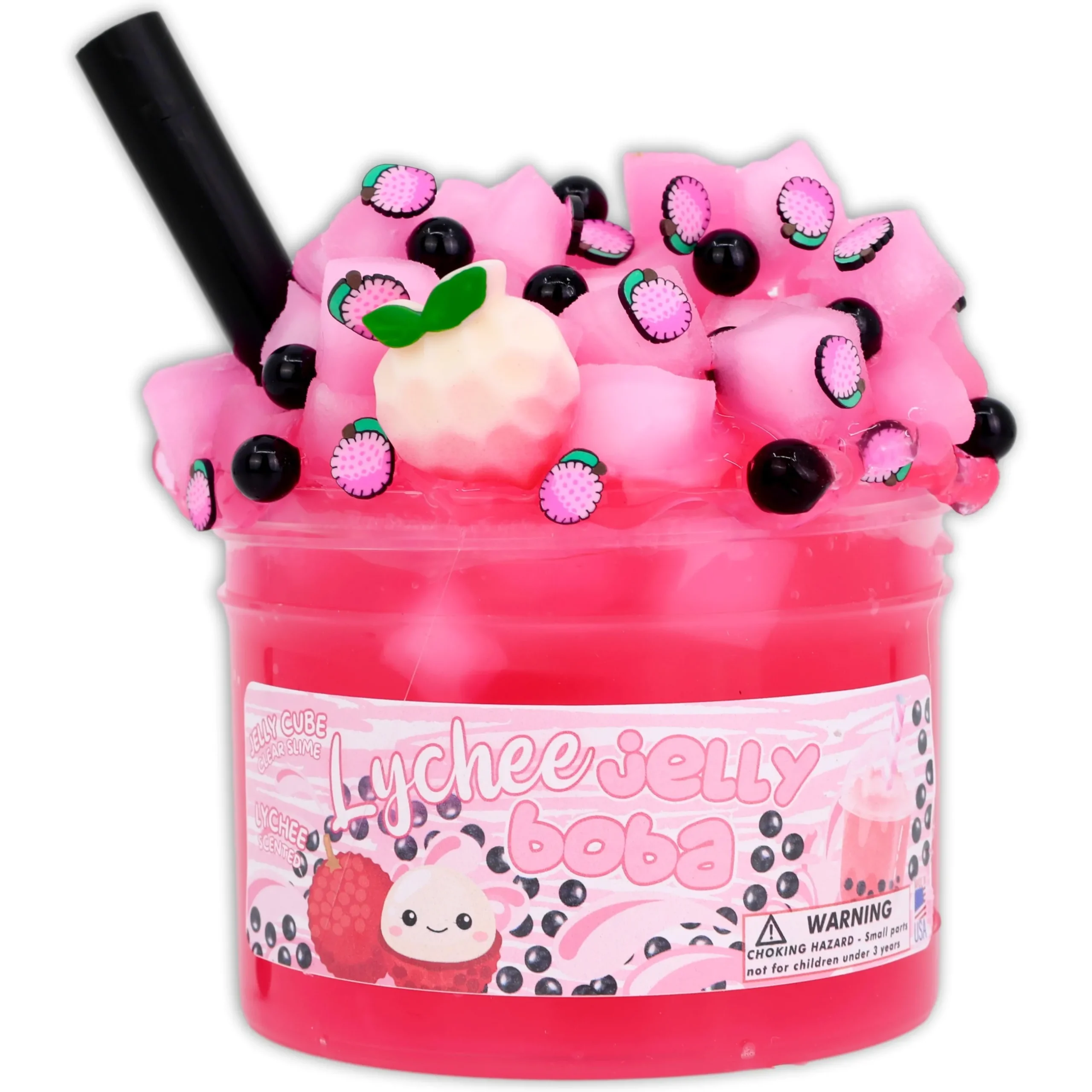 Unique Textured Slime|Clear Base Slime>Dope Slime Lychee Jelly Boba