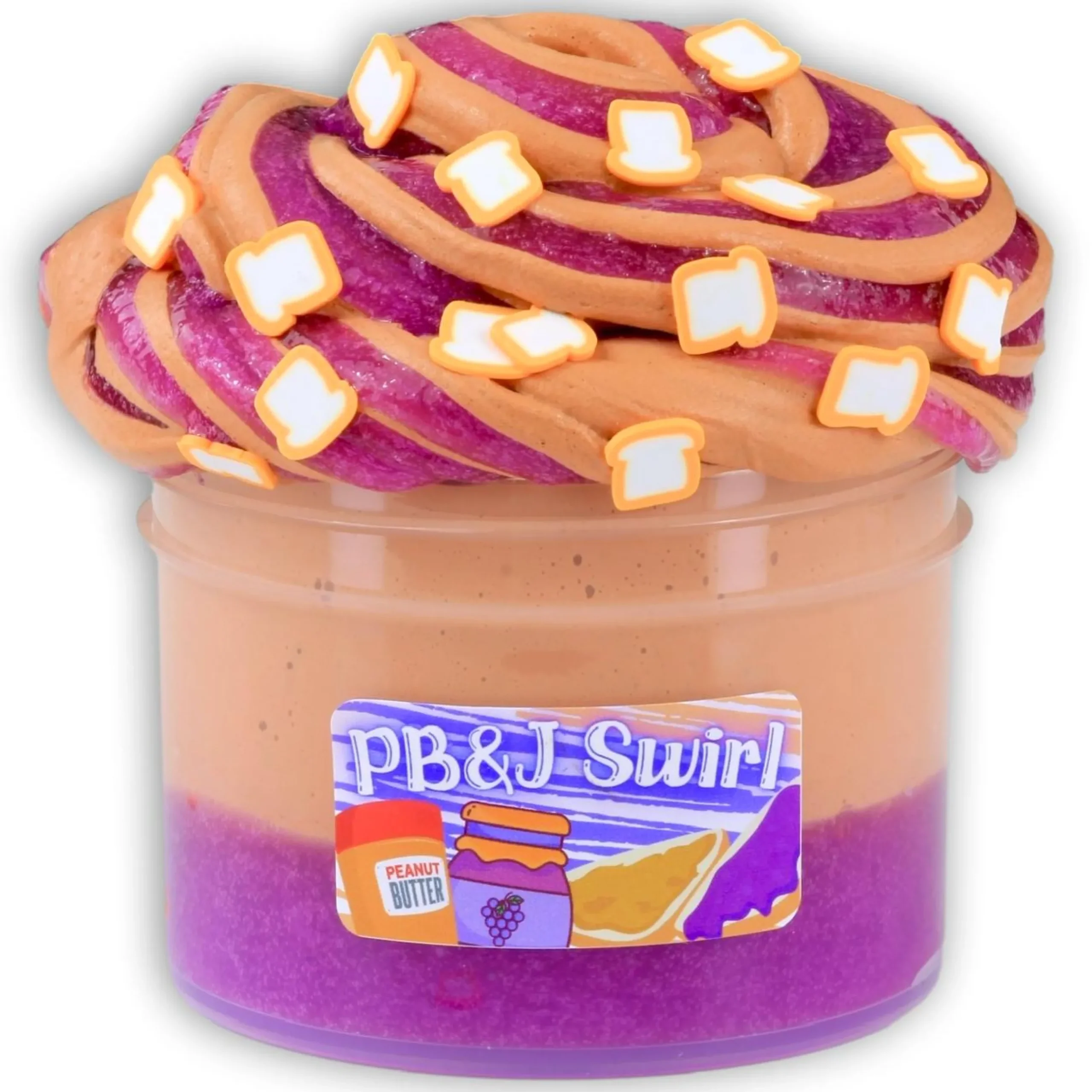 Clear Base Slime|Unique Textured Slime>Dope Slime PB&J Swirl