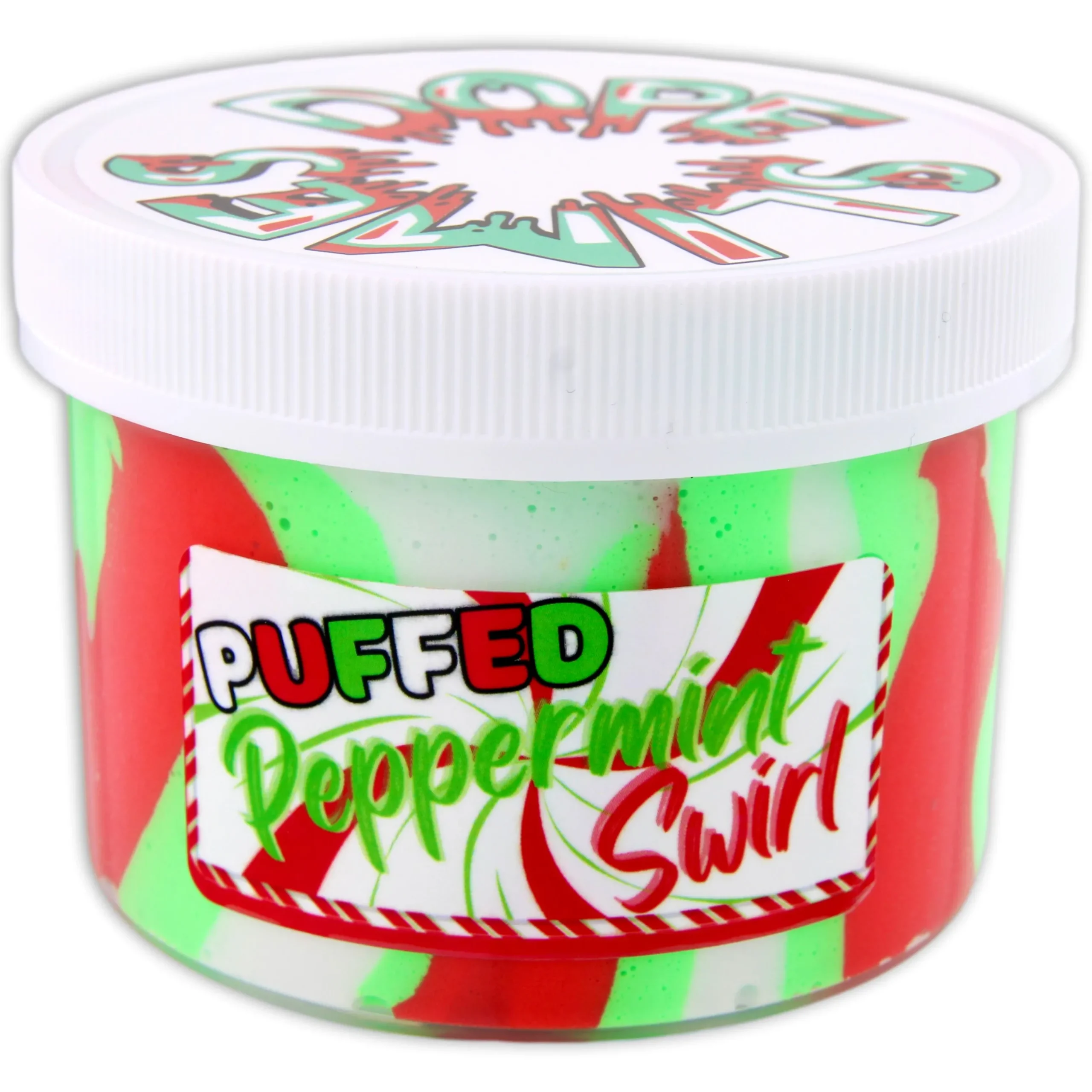 Butter Slime|Christmas Slimes>Dope Slime Puffed Peppermint Swirl