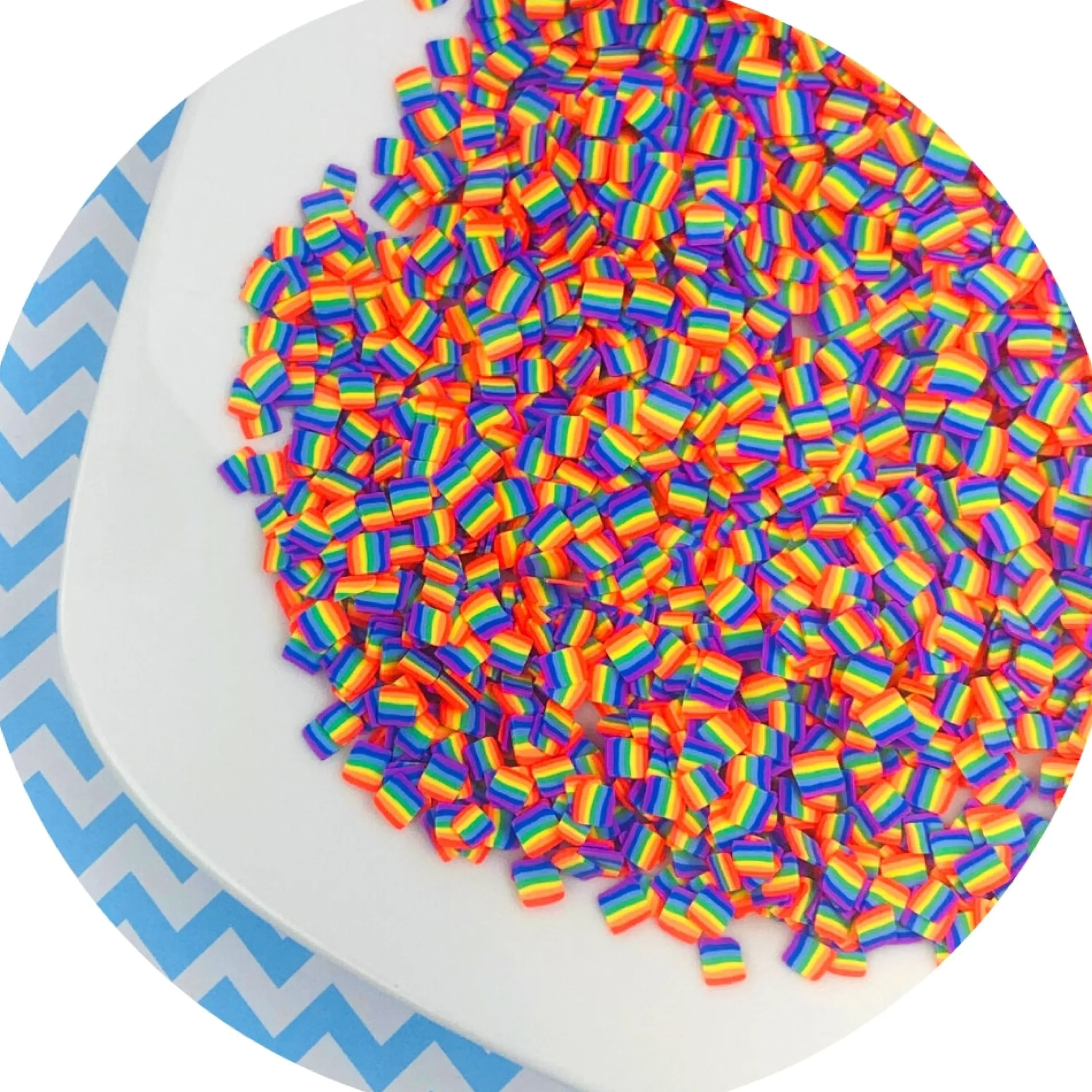Slime Fimo Slices>Dope Slime Rainbow Square Fimo Slices
