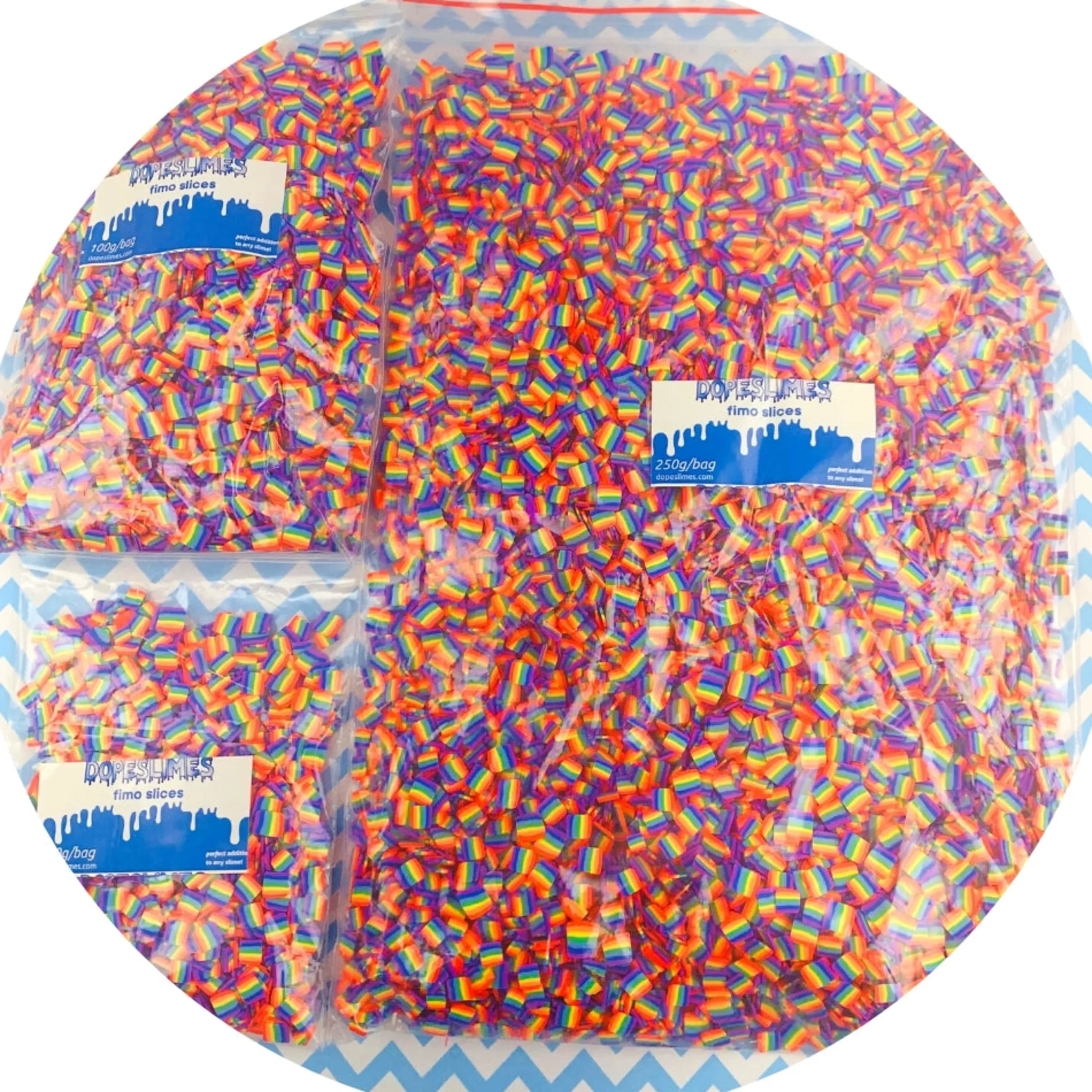 Slime Fimo Slices>Dope Slime Rainbow Square Fimo Slices