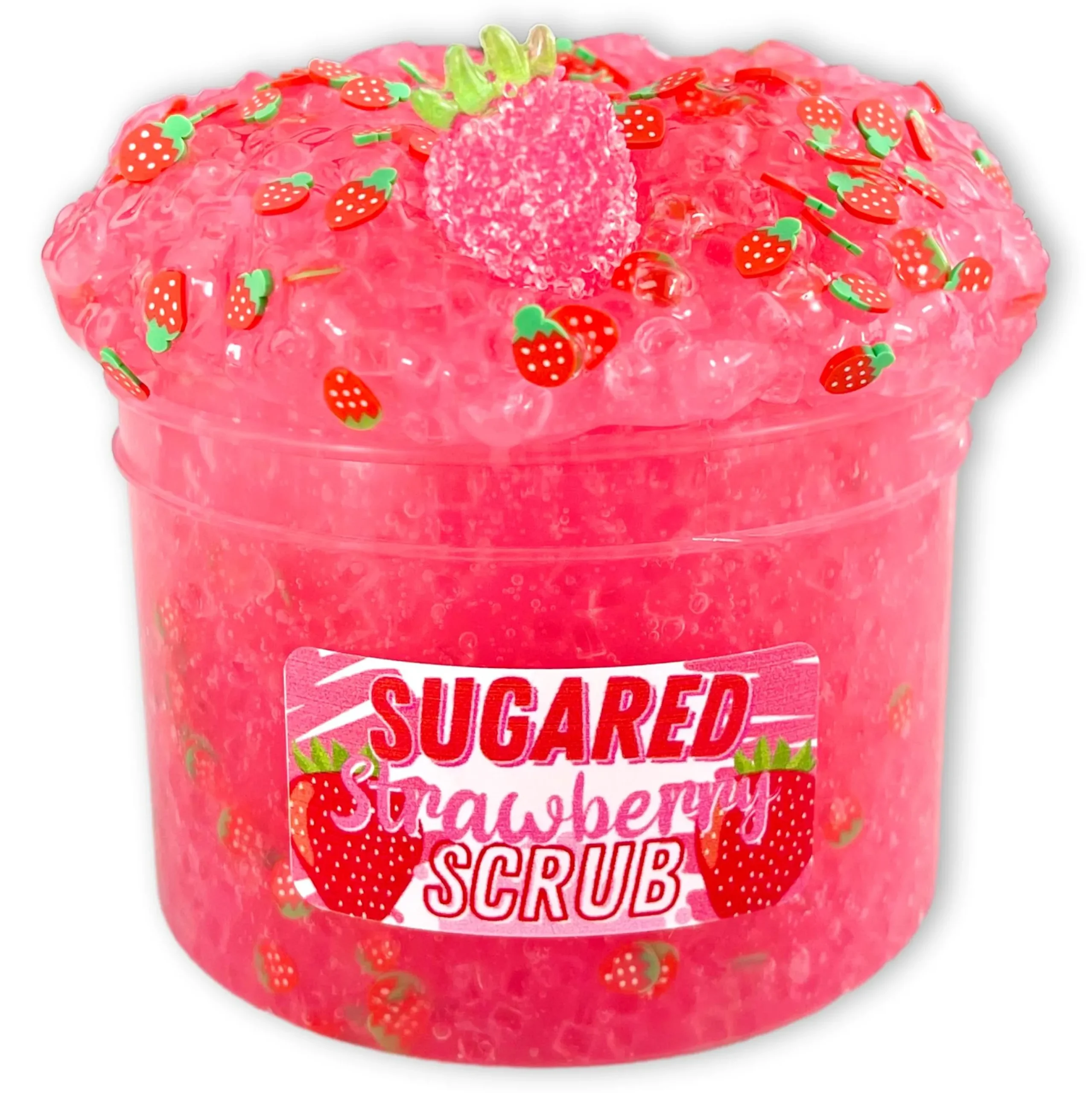 Clear Base Slime|Beaded Slime>Dope Slime Sugared Strawberry Scrub